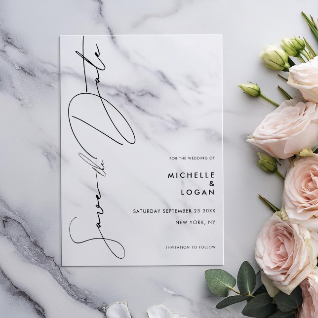 Simple Modern Script Wedding Save the Date Acrylic Invitations (Creator Uploaded)