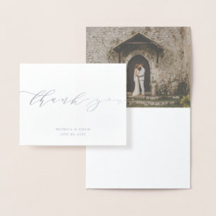 Simple Modern Script Wedding Thank You Foil Card
