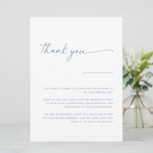 Simple Modern Script Wedding Thank You Sign Blue