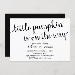 Simple Modern Shower Flourish Little Pumpkin Invitation