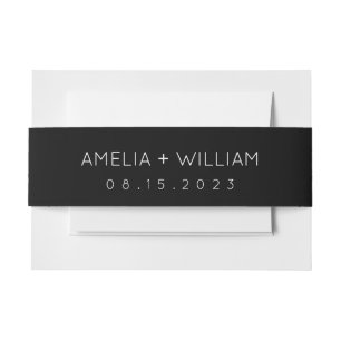 Simple Modern Signature Belly Band Invitation Belly Band