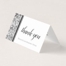 Simple Modern Silver and Black Wedding Thank You