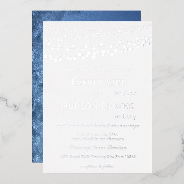 Simple Modern Silver Frozen Galaxy Wedding     (Front/Back)