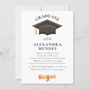 Simple Modern Simple Gold Script Graduation Party  Invitation