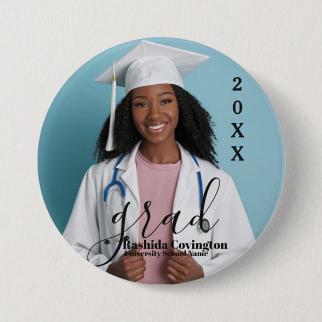 Simple Modern Single Graduation Photo 7.5 Cm Round Badge (Front)