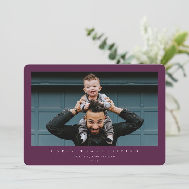 Simple Modern Single Photo Happy Thanksgiving Holiday Card (Standing Front)