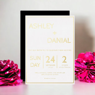 Simple Modern Sketch Script White And Gold Wedding