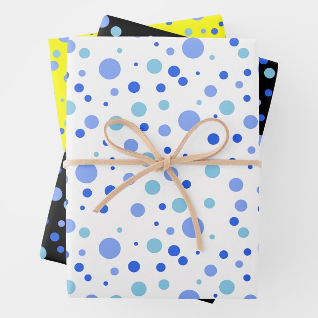 Simple Modern Sky Blue Ocean Blue Polka Dots  Wrapping Paper Sheet (In situ)