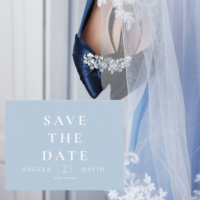Simple Modern Sky Blue Wedding Save the Date Postcard (Creator Uploaded)