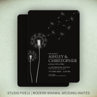 Simple Modern Smoke Black Dandelion Wedding