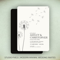 Simple Modern Smoke Black Dandelion Wedding