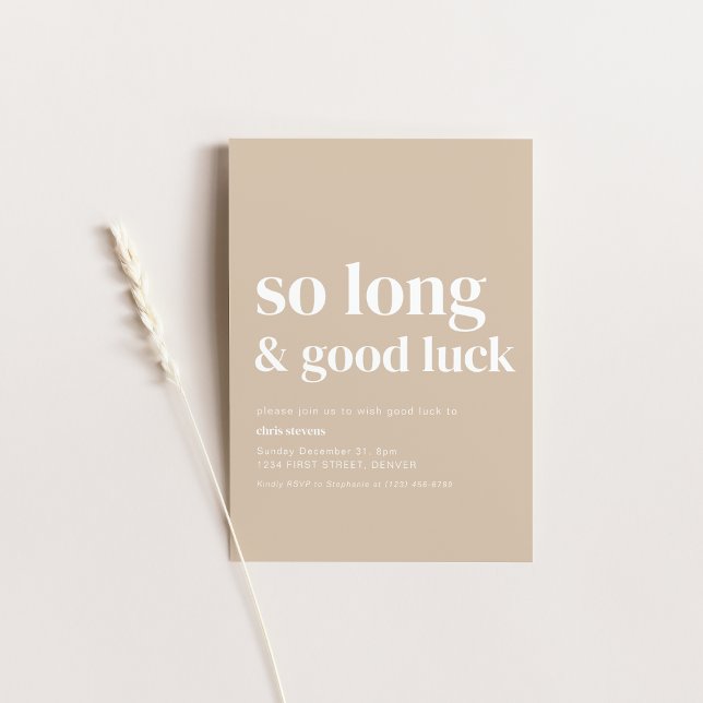 Simple Modern So Long Farewell Party Invite (Creator Uploaded)