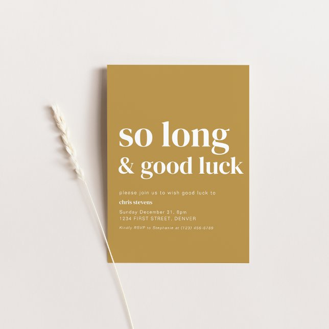 Simple Modern So Long Farewell Party Invite (Creator Uploaded)