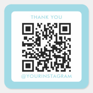 simple modern social media thank you qr code square sticker