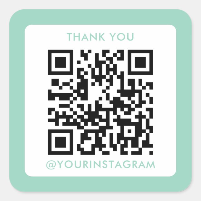 simple modern social media thank you qr code square sticker (Front)