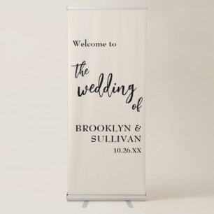 Simple, Modern Soft Cream Wedding Welcome Retractable Banner