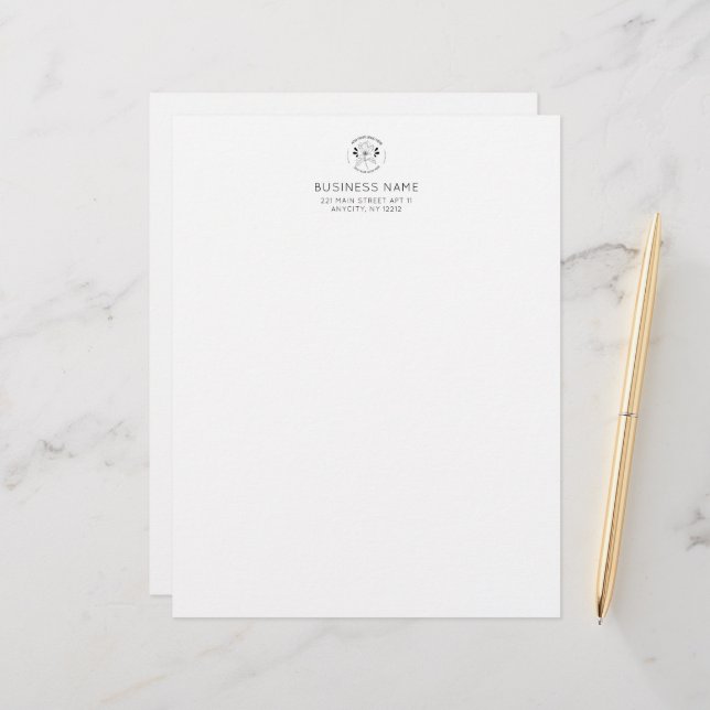 Simple Modern Solid White Business Logo Custom Custom Letterhead (Front/Back In Situ)