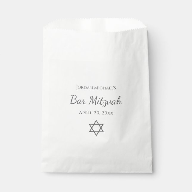 Simple Modern Star of David Bar Mitzvah Favour Bags (Front)