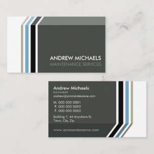 SIMPLE MODERN STRIPE trendy masculine grey blue Business Card