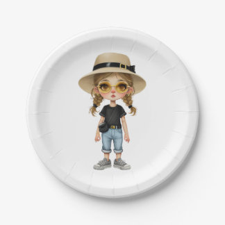 Simple Modern : Stylish Girl Paper Plate