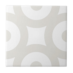 Simple Modern Stylish Grey Beige Circles White Tile