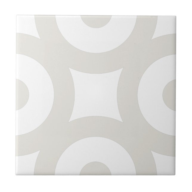 Simple Modern Stylish Grey Beige Circles White Tile (Front)