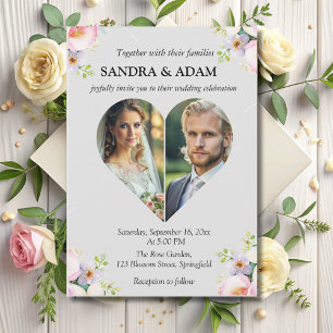simple Modern Stylish heart Photo chic wedding  Invitation