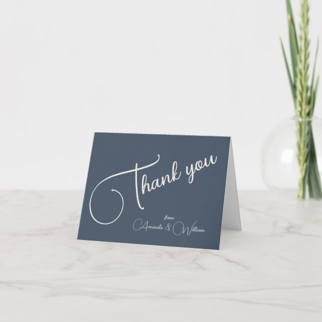 Simple Modern Stylish Navy Blue Thank You (Front)
