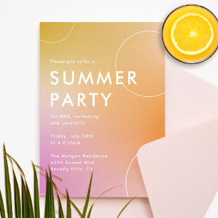 Simple Modern Summer Cocktail Party (Pink) Invitation