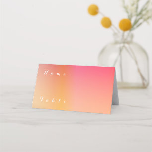 Simple Modern Sunset Ombre Wedding Name Place Card