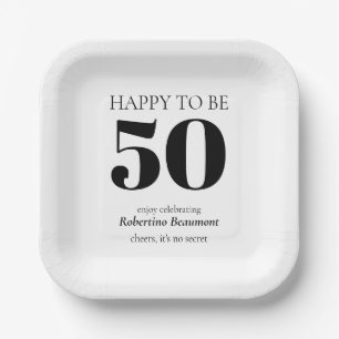 Simple Modern Surprise 50th Birthday Party Paper Plate