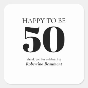 Simple Modern Surprise 50th Birthday Party Square Sticker
