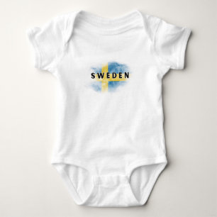 Simple Modern Sweden Flag Swedish Souvenir  Baby Bodysuit