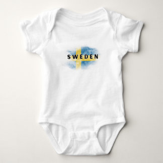 Simple Modern Sweden Flag Swedish Souvenir  Baby Bodysuit