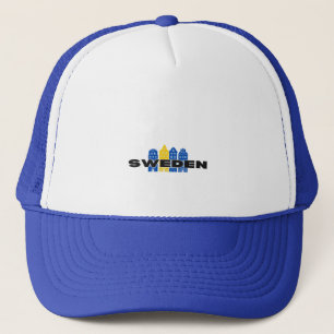 Simple Modern Sweden Swedish country Flag Souvenir Trucker Hat