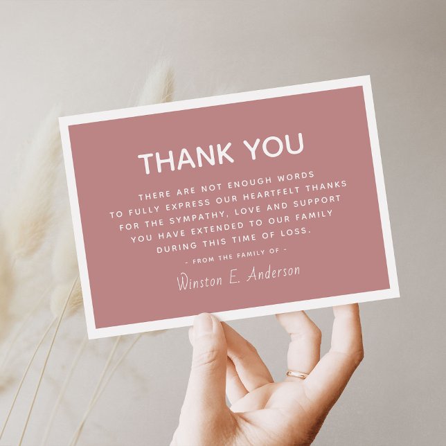 Simple Modern Sympathy Appreciation Thank You Card (Creator Uploaded)