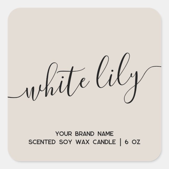 Simple modern tan minimal candle label (Front)