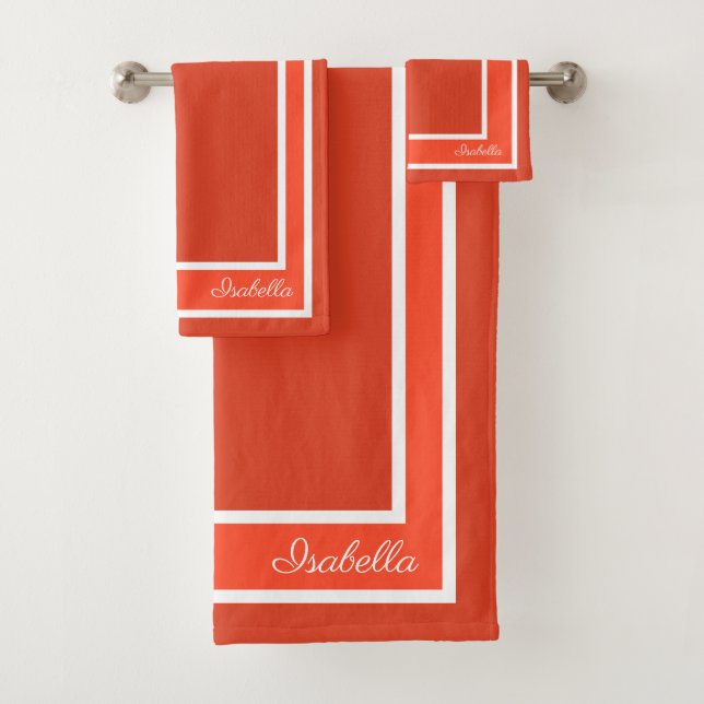Simple Modern Tangerine Tango Bath Towel Set (Insitu)