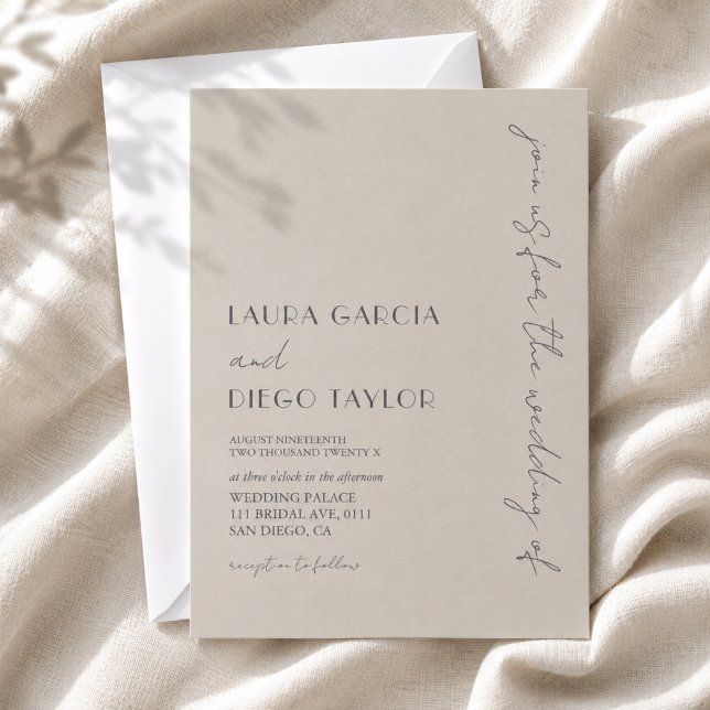 Simple Modern Taupe Wedding Invitation (Creator Uploaded)