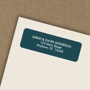 Simple Modern Teal Blue Return Address Label