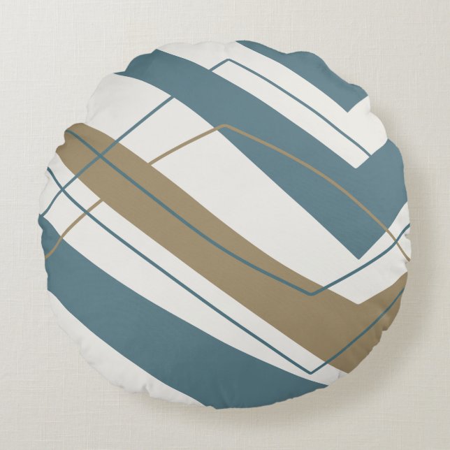 Simple Modern Teal Gold Round Round Cushion (Front)