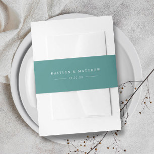 Simple Modern Teal Green Wedding Invitation Belly Band