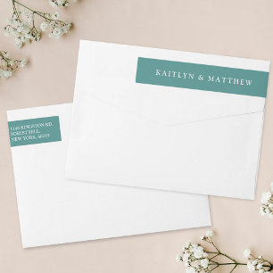 Simple Modern Teal Green Wedding Wrap Around Label