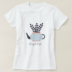 Simple modern teapot with plant pastel T-Shirt