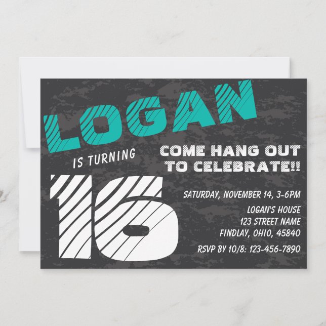 Simple Modern Teen Boy Birthday Invitation (Front)