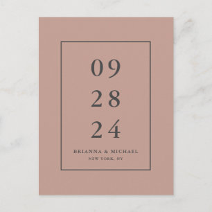Simple Modern Terra-Cotta Wedding Save the Date Postcard