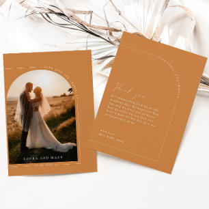 Simple Modern Terracotta Arch Photo Thank You Card