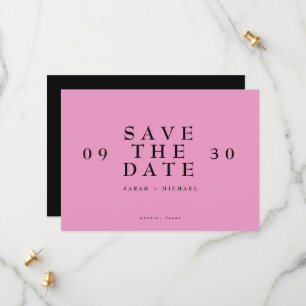 Simple Modern Text Only Hot Pink Wedding Save The Date