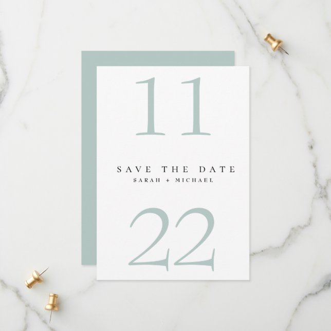 Simple Modern Text Only Seafoam Save the Date (Front/Back In Situ)