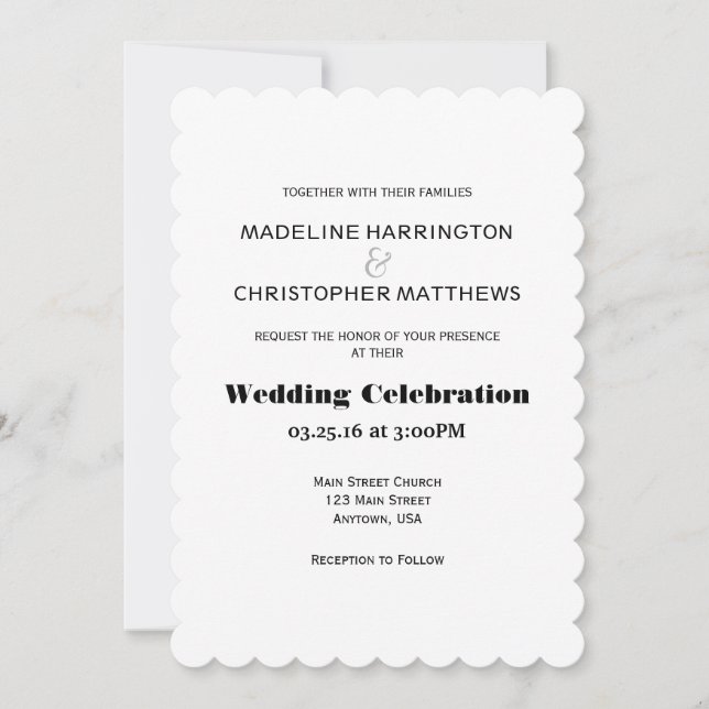 Simple Modern Text Only Wedding Invitation (Front)